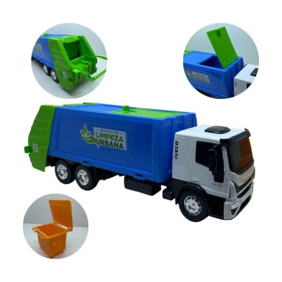 Brinquedo Caminhão Iveco Coletor Limpeza Urbana Verde / Azul - Usual Brinquedo Caminhão Iveco Coletor Limpeza Urbana Verde / Azul - Usual